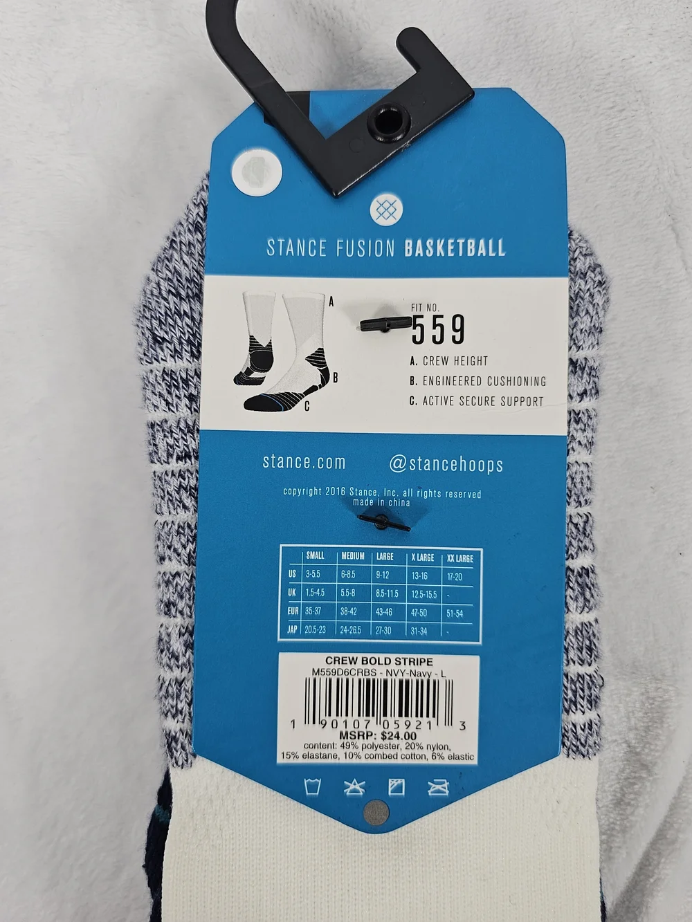 Stance Men's Navy and White Basketball Crew Socks
